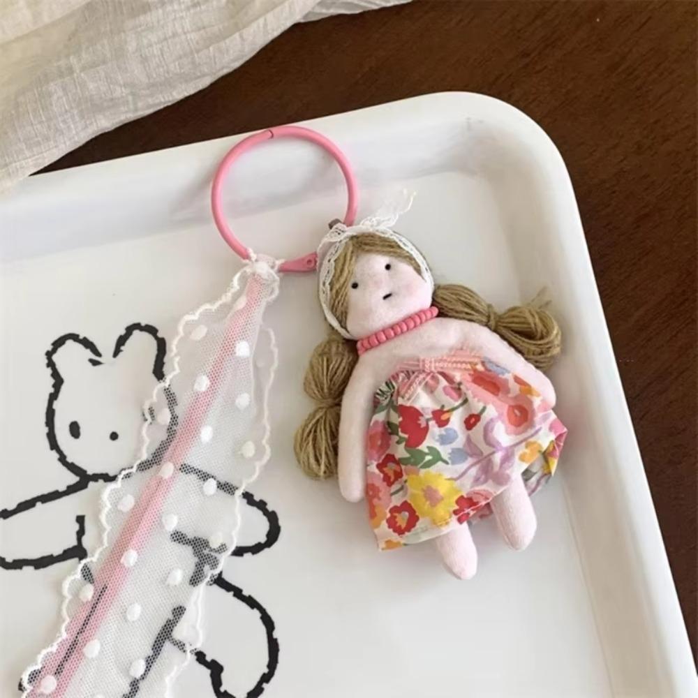 Cute Princess Girl Shaped Girl Keyrings Car Pendant with Lace Florals Dress Girl Shaped Bag Ornament Girl Shaped Keyring Key