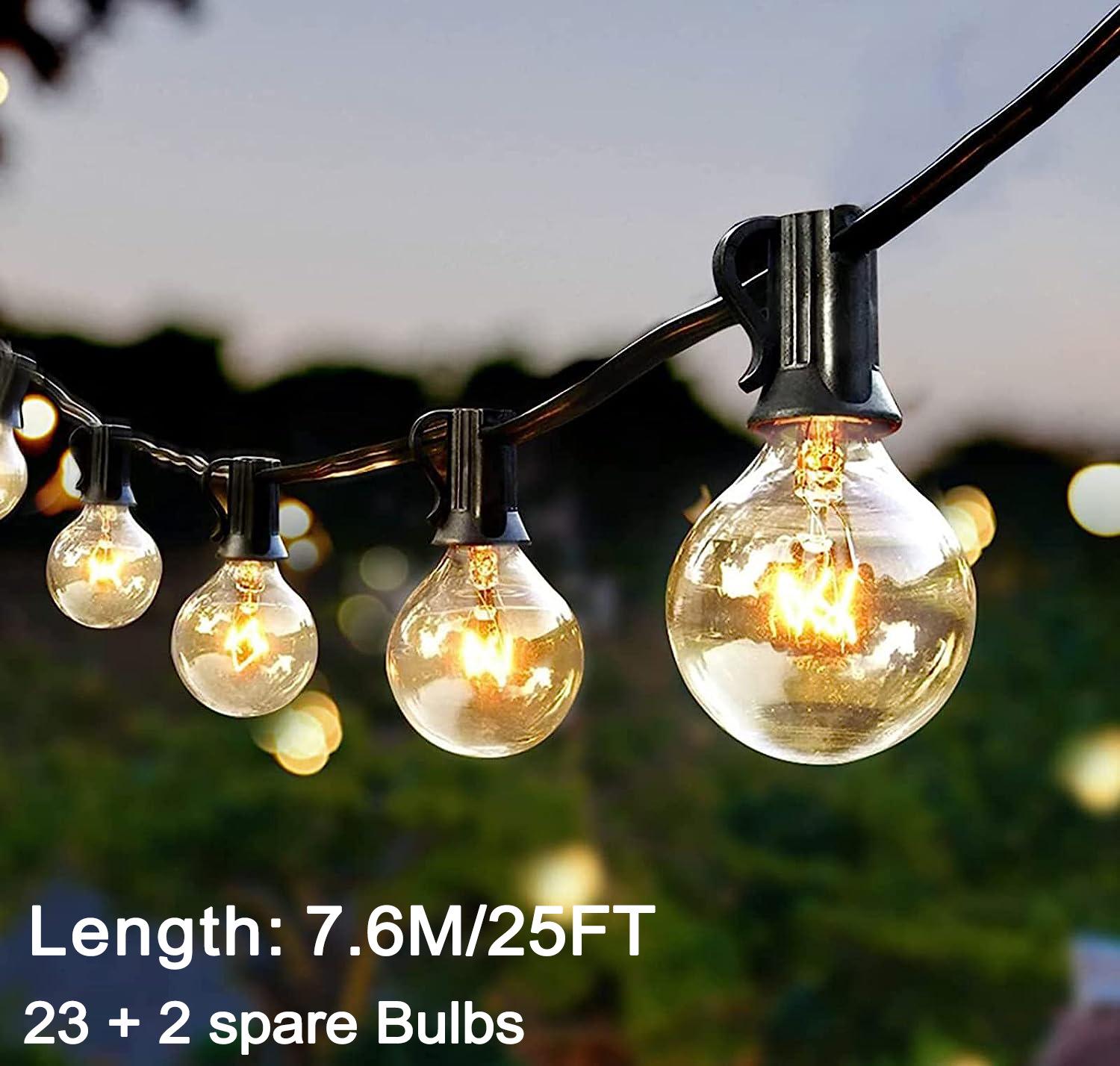 

Водонепроницаемые гирлянды из вольфрамовых ламп G40 - 220 В, ретро, рождественский декор для сада на открытом воздухе, штекер европейского стандарта E12 7.6M 23 bulbs