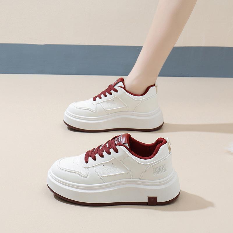 Chunky Platform Sneakers for Women Casual Non-Slip Lace-Up Lightweight Walking Shoes Women's Breathable Comfortable PU Leather Running Tennis Sneakers