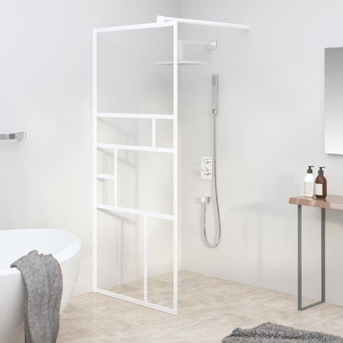 VidaXL Shower Wall 90x195 Cm ESG Glass White 151869