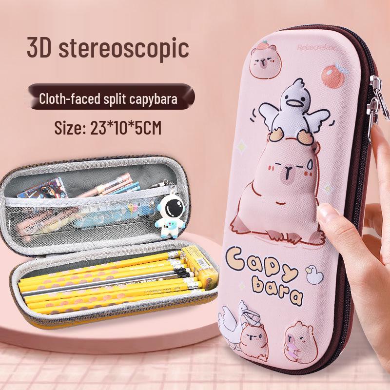 Double Layer 3D Zipper Pencil Case - Large Capacity for Elementary School Students