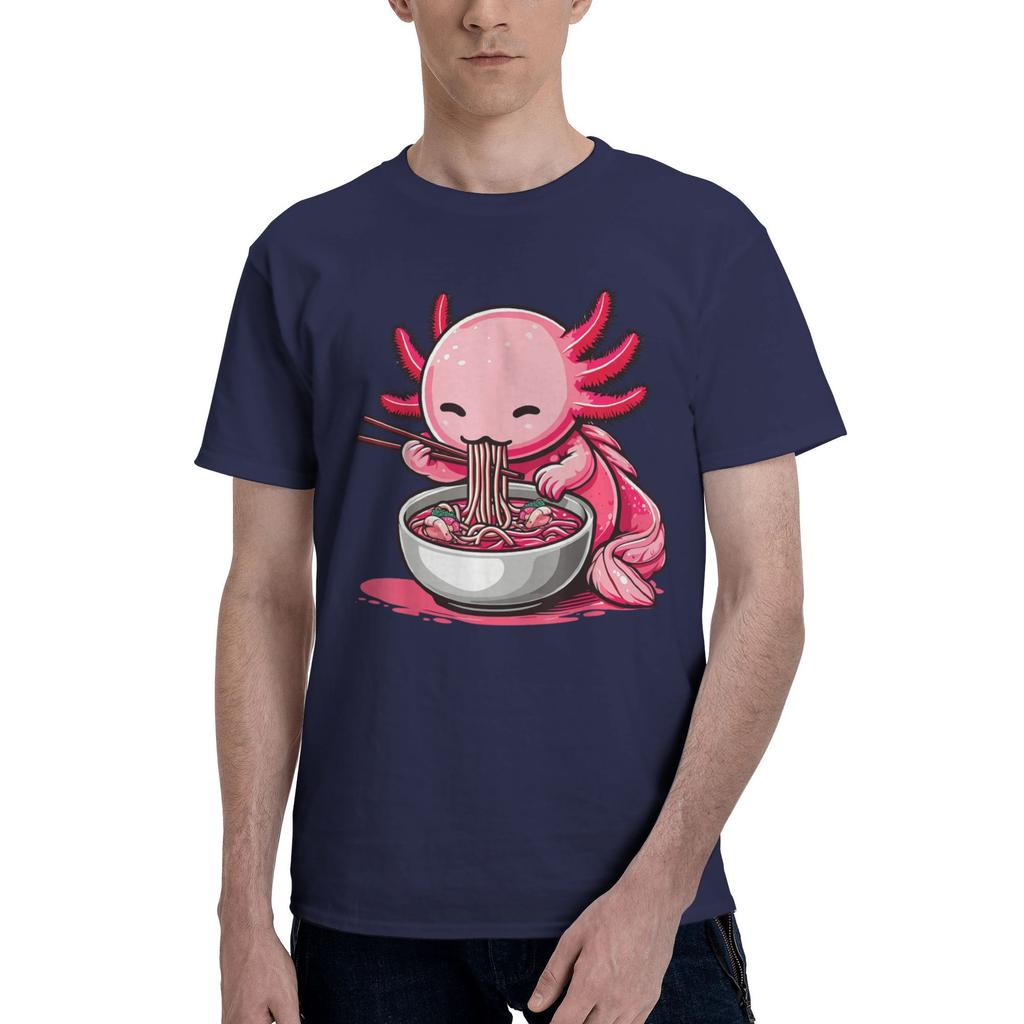 Oversized TShirt Funny Axolotl Noodle Gifts Anime Kawaii Axolotl Eating RaUnisex Noodles Tee Shirt for Unisexs Summer Tops