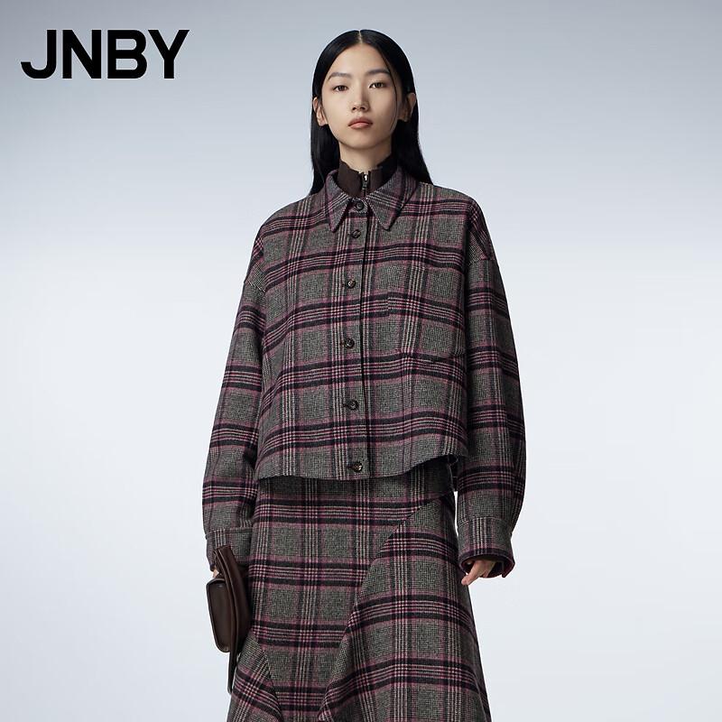 JNBY 2023 Winter Wool-Blend Plaid Lapel Jacket
