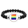 LGBT Rainbow Snap Bracelet Vintage Jewelry Black Beaded Bracelet for Women Men Couple Gift