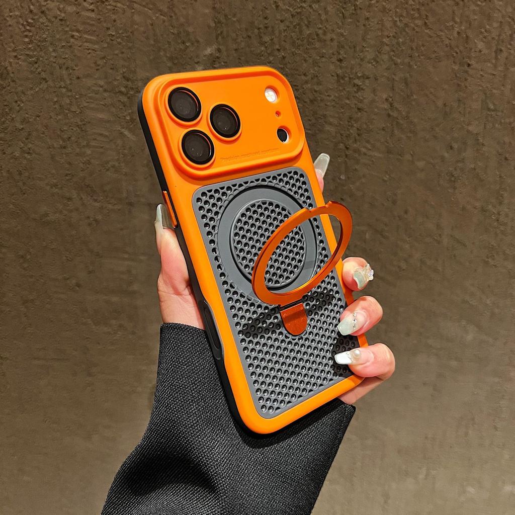Applicable to iPhone18Promax matte magnetic suction bracket mobile phone case Apple 17 heat dissipation all-inclusive anti-drop protective cover