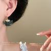 Retro Smudged Fan-shaped Fringed Ear Hook Women's Fashion Niche Exquisite Earrings Exaggerated Personality Design Earrings Advanced Sense