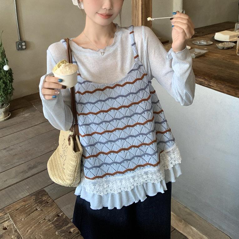 

2026 Spring Plus Size Women s Two-Piece Set: T-Shirt and Camisole Top L