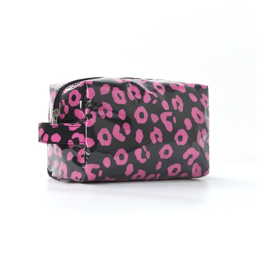 High Quality PVC Material PVC Makeup Bag Waterproof Polka Dots Striped Makeup Bag Striped Pattern Leopard Print Organizer Travel