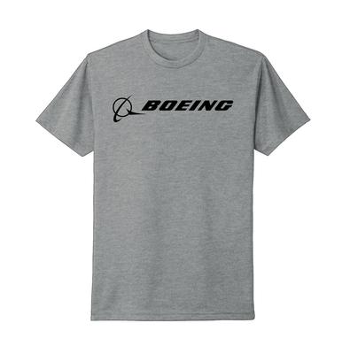 Boeing Aerospace Aviation Americká letecká společnost Černé logo Šedé tričko
