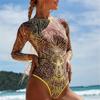 Sunscreen Swimsuit For Women Long-sleeved Mesh One-piece Swimsuit Set Summer Beach