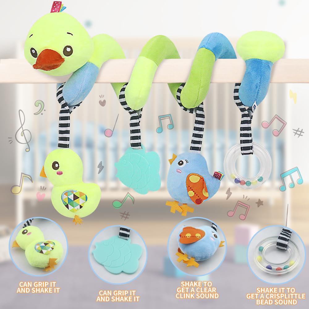 Hanging Rattle Toy for Baby on the Stroller Crib Accessory with for Boys and Girls Go, Toy, Bells, (Yellow)