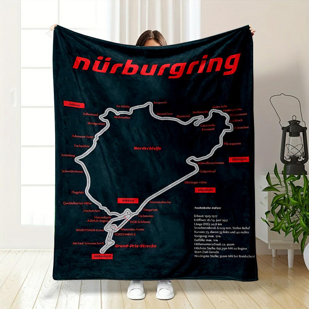 Nürburgring Rennstreckenkarte Illustration  Gemusterte Flanelldecke perfekt für Schlafzimmer, Wohnzimmer, Sofa oder ein kleines Nickerchen 100x150cm(39*59in)
