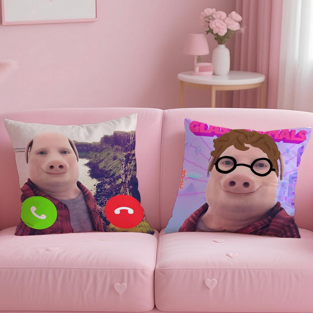 popular cartoon character John Pork Cushion Cover Soft EasyWash Pillow Case Versatile for Couch Bed Travel and Office