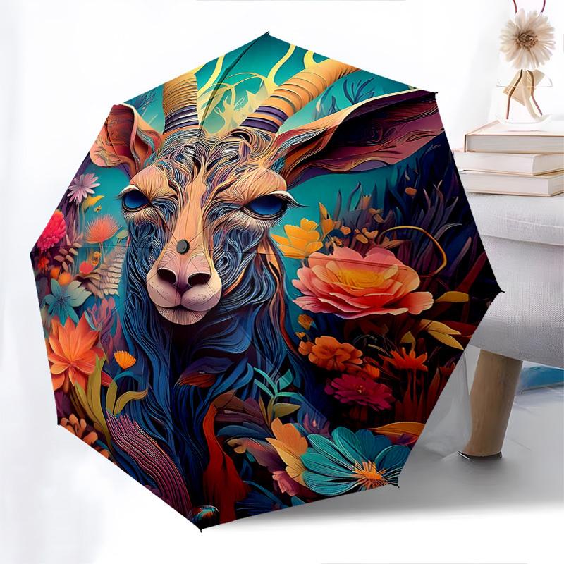 

1pc Colorful Floral Automatic Folding Umbrella with 3-Fold Design, 8-Bone Iron Frame, Perfect for Outdoor Use, Festive Gifts, Travelers, Daily Use, Fa
