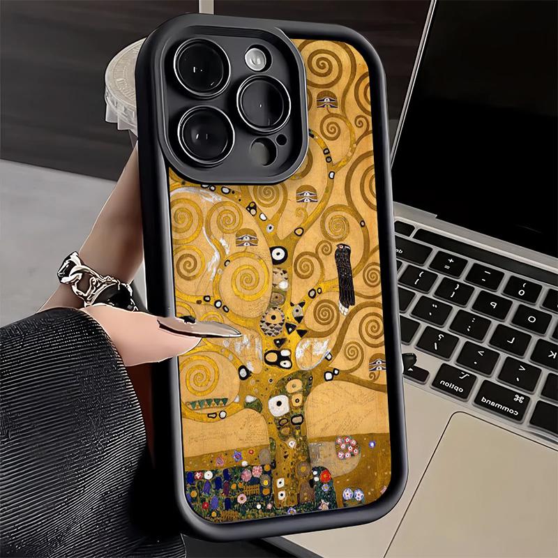 Phone Case for iPhone 17 Air 16E 15 16 Pro Max Kiss By Gustav Klimt Art Cover 14 Plus 13 12 Mini Soft Shell Silicone Fundas