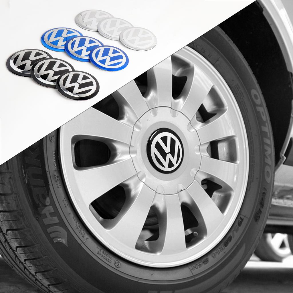 Valve Stems Caps 4Pcs 56/60/65MM Car Wheel Center Hub Cap Badge Sticker Accessories For Volkswagen VW GTI Golf Polo Passat Tigua