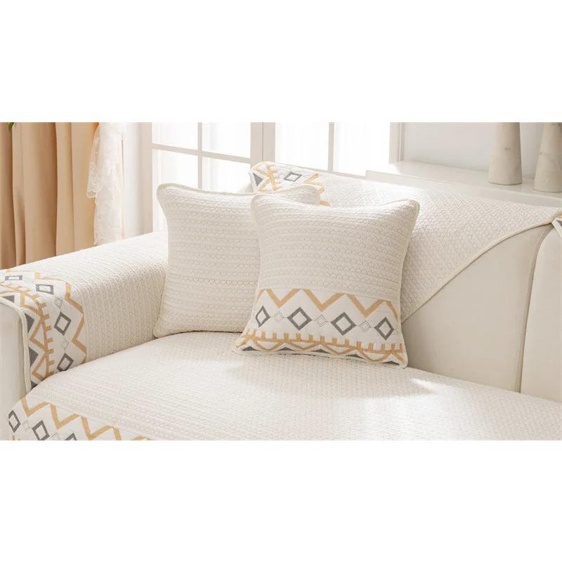 Nordic Style Sofa Cover Modern Snon-slip Couch Cover Pillow Case Pure Cotton Living Room Cotton Couch Mat Universal for Seasons