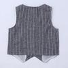 Baby Boy Gentleman Suit White Shirt with Bow Tie Striped VestTrousers 3Pcs Formal Kids Clothes Set