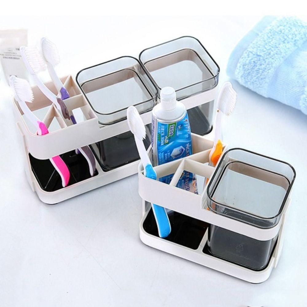 2-in-1 Toothpaste Rack Stand Multifunctional Mouthwash Cup Set Toothbrush Holder  for Men and Women