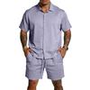 Men's Casual Lightweight Breathable Short-Sleeve Shirt And Shorts Set