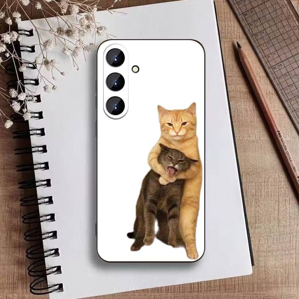 Big-eyed Goofy CAT Silly Phone Case For Samsung Galaxy A73,A72,A71,A70,A52,A51 Others Soft Black Cover