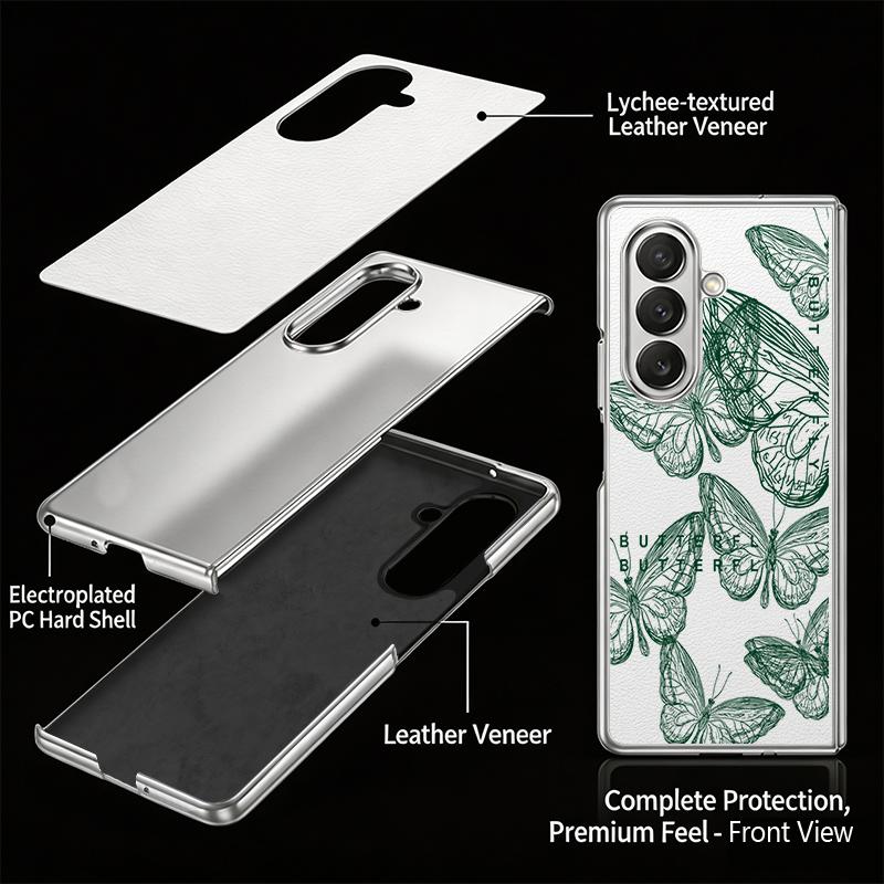 Line Butterfly Print Case For Samsung Z Fold 8 Ultra 7 6 5 Luxury Plating Leather Skin Hard Phone Cover For Galaxy Z Fold8 Fold7 Fold6