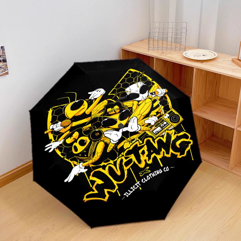 1 Stück Automatischer Faltregenschirm - Wu-Tang Clan Muster, Tragbares & Faltbares Design mit 8 Speichen, Weihnachts-Geburtstagsgeschenke