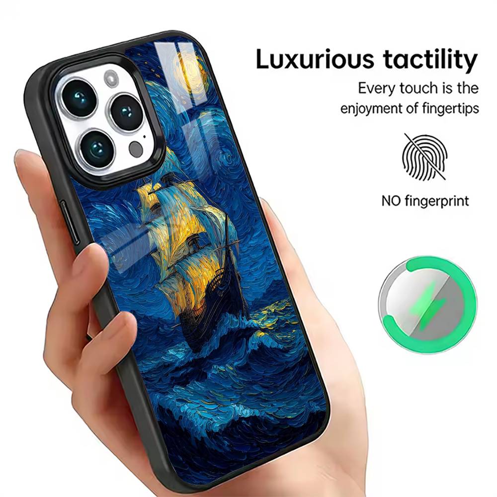 

Art Van Gogh Starry sky Phone Case For iPhone17,16,15,14,13,12,11 Plus,Pro Magnetic For Magsafe Wireless Charging iPhone14Plus
