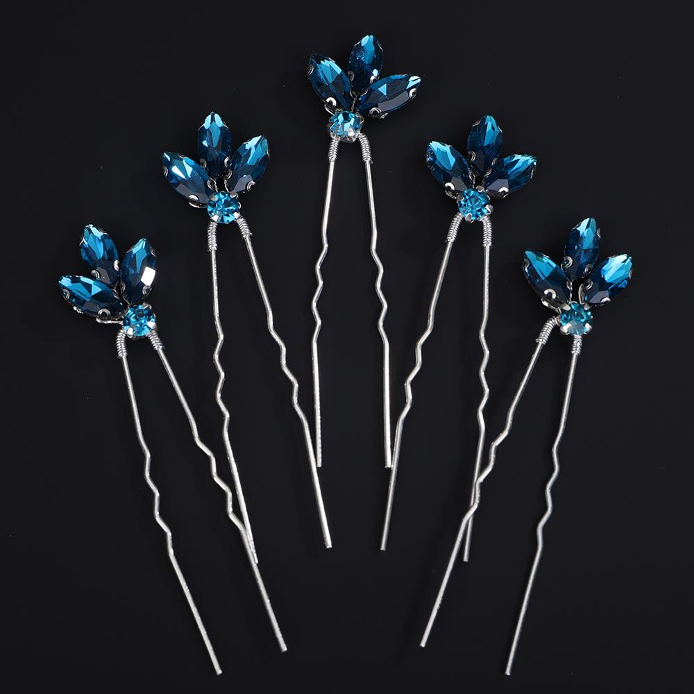 5 Stück Rot Silber Strass Braut Haarnadeln Handgefertigter Kopfschmuck für Frauen Grün Blau Hochzeitsaccessoires Kopfschmuck Party Tiaras