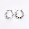 Elegant Stainless Steel Round Bead Earrings - Simple High-End European & American Style Stud Jewelry for Women