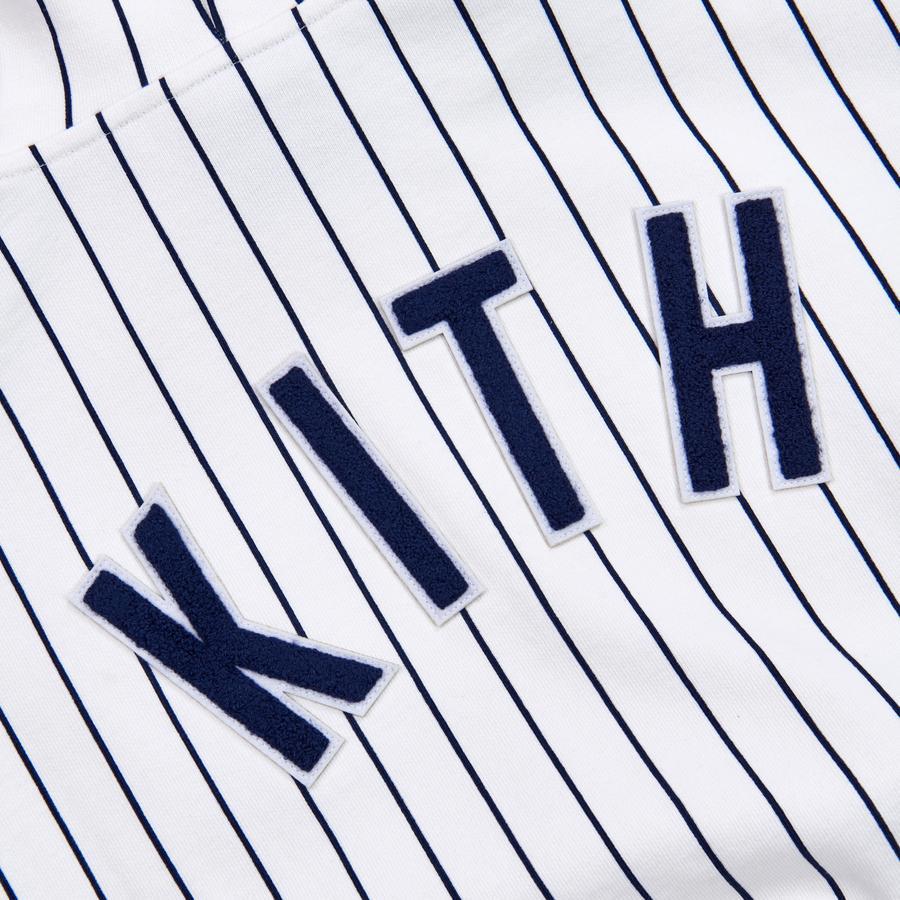 Kith Für Major League Baseball New York Yankees Gestreifter Hoodie Weiß Unisex Oberteile KH2447-101