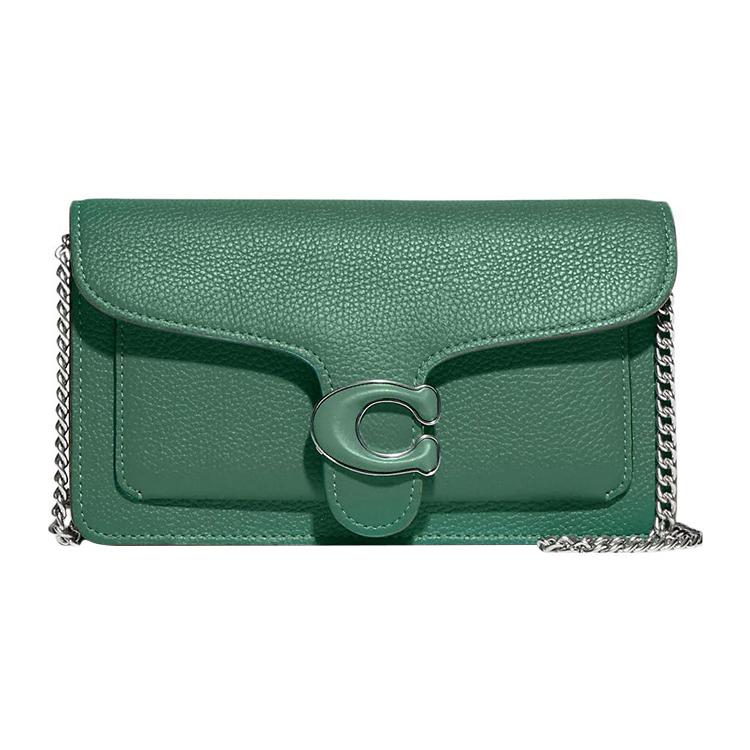 New COACH Tabby Pebbled Leather One Shoulder Crossbody Clutch Trumpets Women's Green CJ350-LHAEE