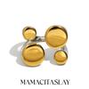 MamacitaSlay 316L Stainless Steel Two Tone Four Circles Open Ring Party Waterproof Jewelry Women's 18K Gold Plated Ring Gift