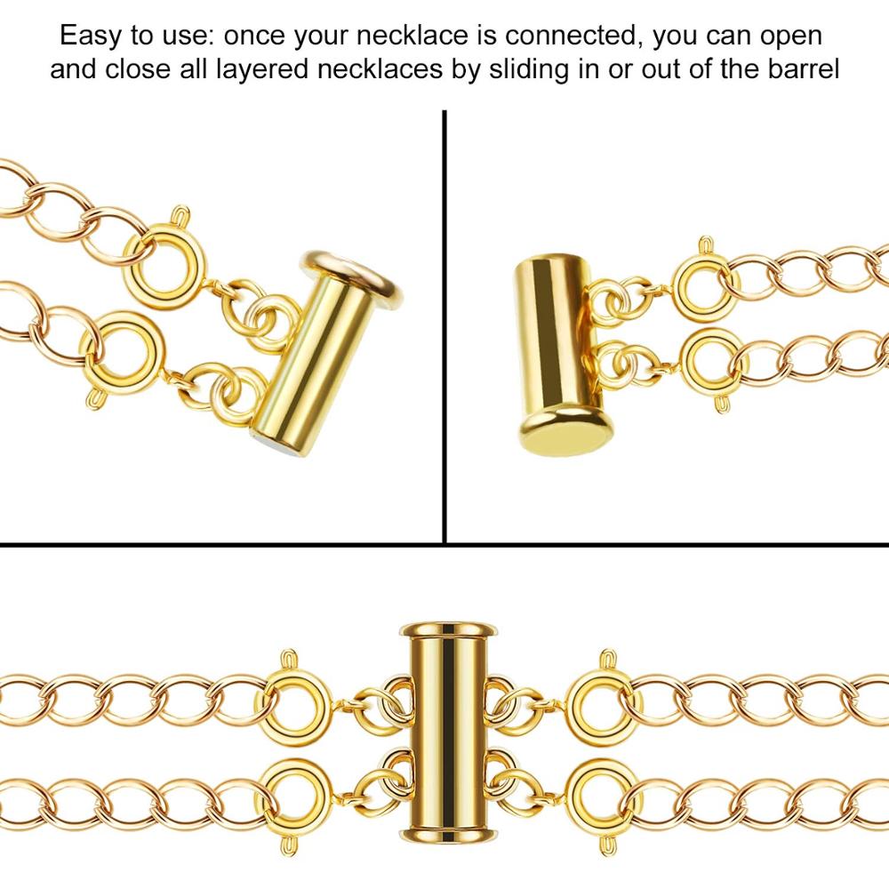 LOULEUR Stainless Steel Spring Buckle Lobster Clasps Connectors Slide Tube Lock Spacer Clasp Multi Strands Magnetic wholesale