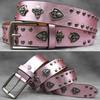 Original Punk Belt Men Women Skull Rivet Snake PU Leather Needle Buckle 105-125cm