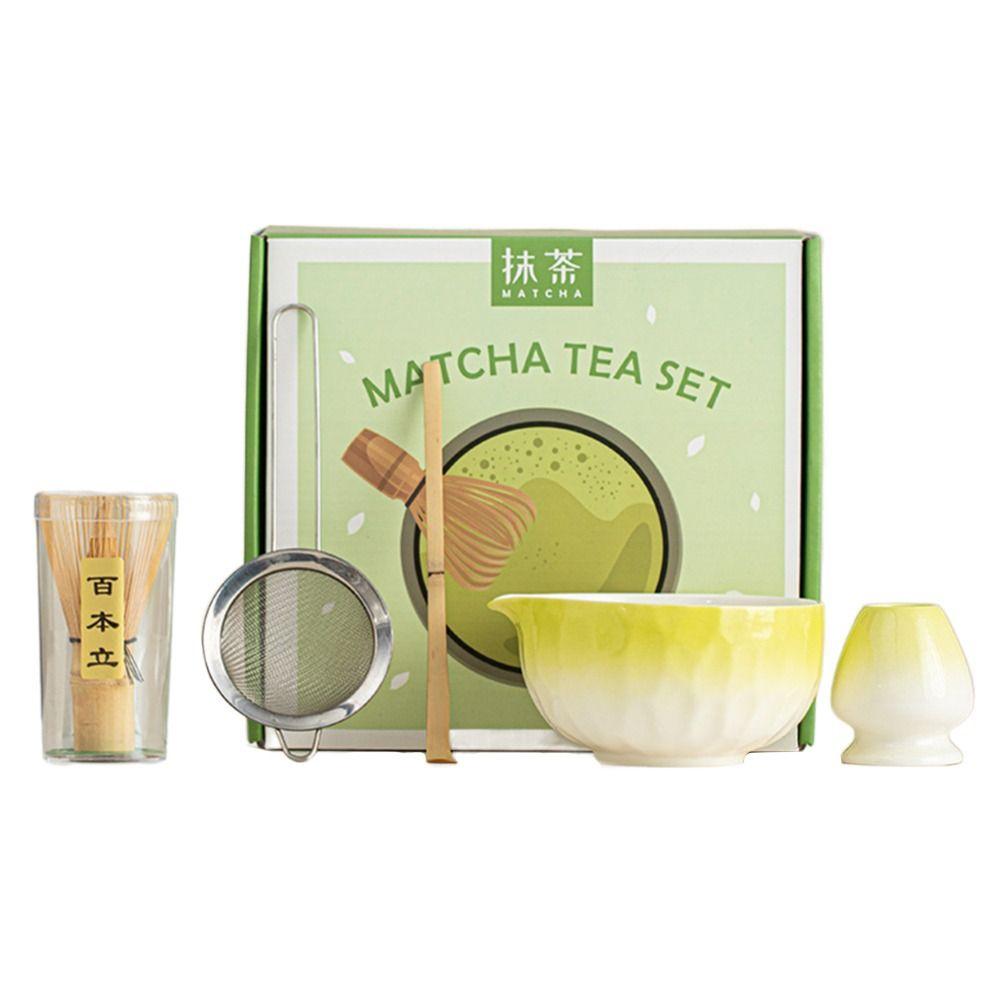 5pcs New Ceramic Japanese Matcha Tea Set Reusable Food Grade Matcha Whisk Set Bamboo Whisk Teaspoon Tea Sets