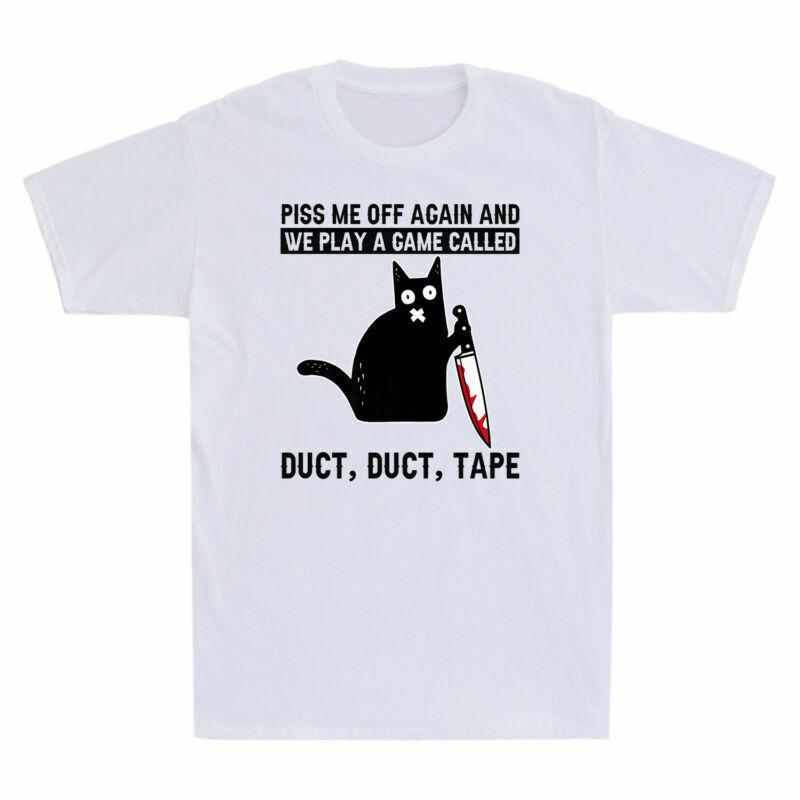 Cat Black Tshirt A Off Called Again Game Duct And Me We Play Piss Shirt Tape