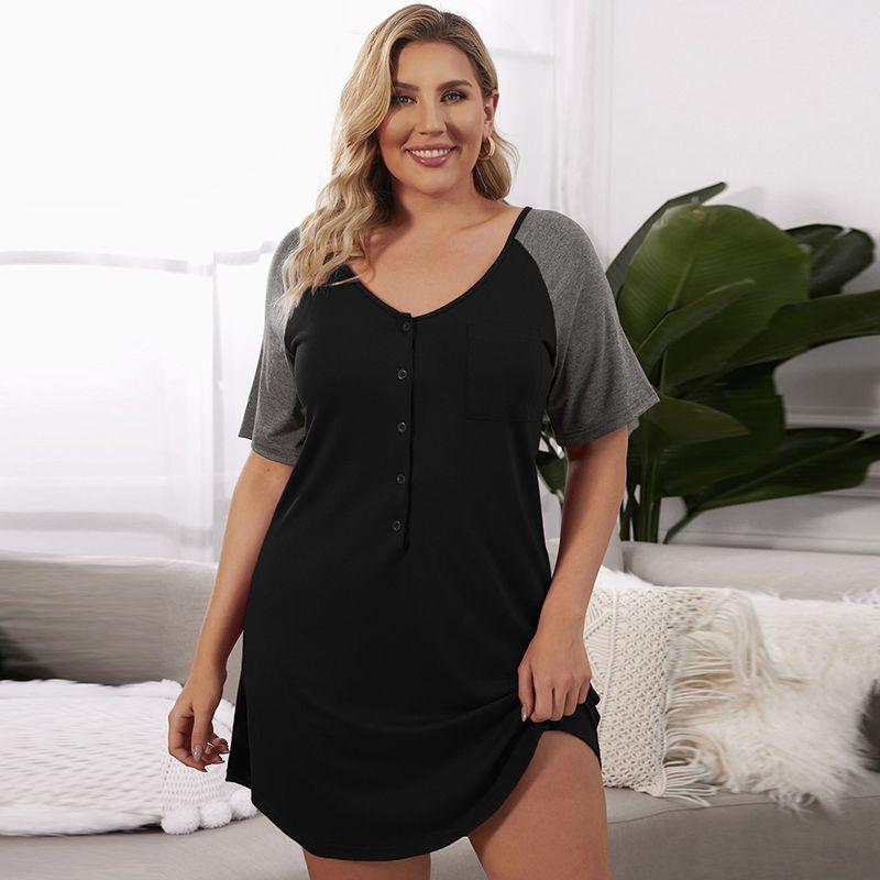 

Special Offer Fashion Leisure Pullover Loose Color-Matching Dress Black XL