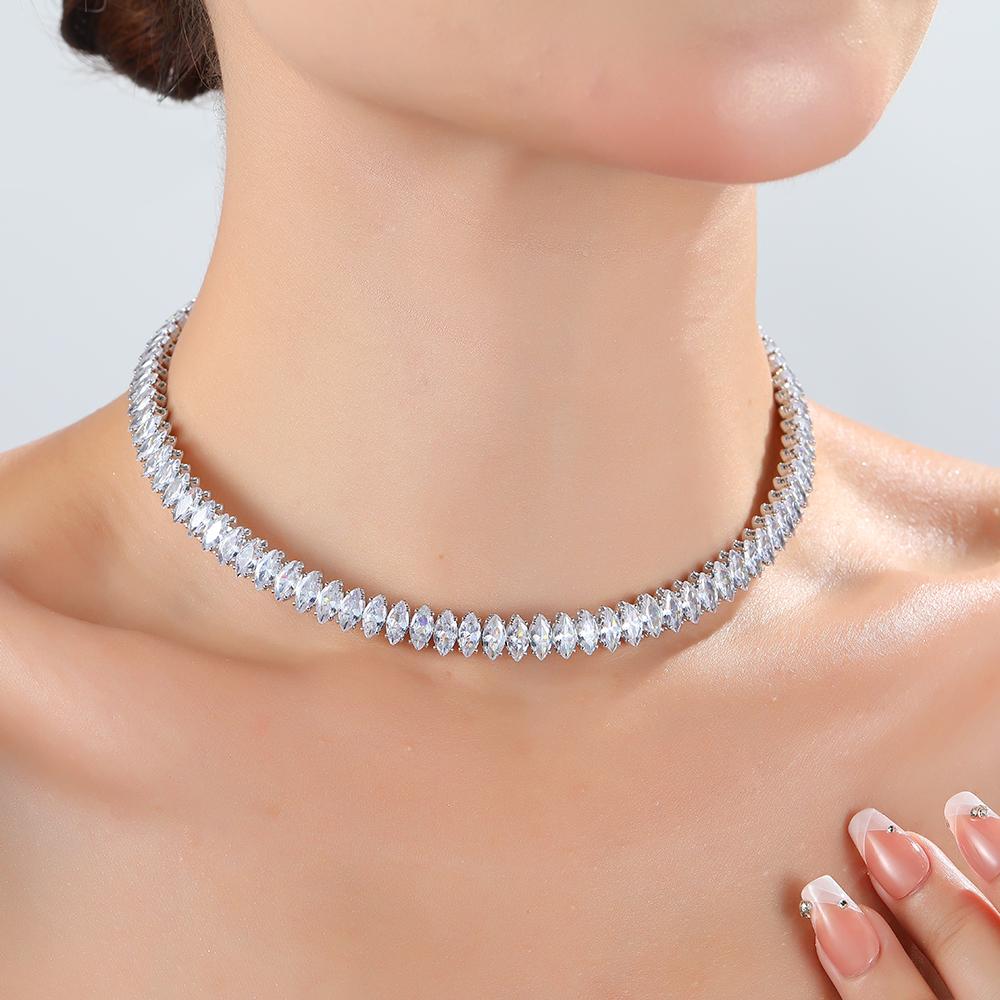 Trendy Tennis CZ Choker Necklace for Women Luxury Dazzling Crystal Iced Out Zirconia Collar Short Chain on Neck Fashion Jewelry