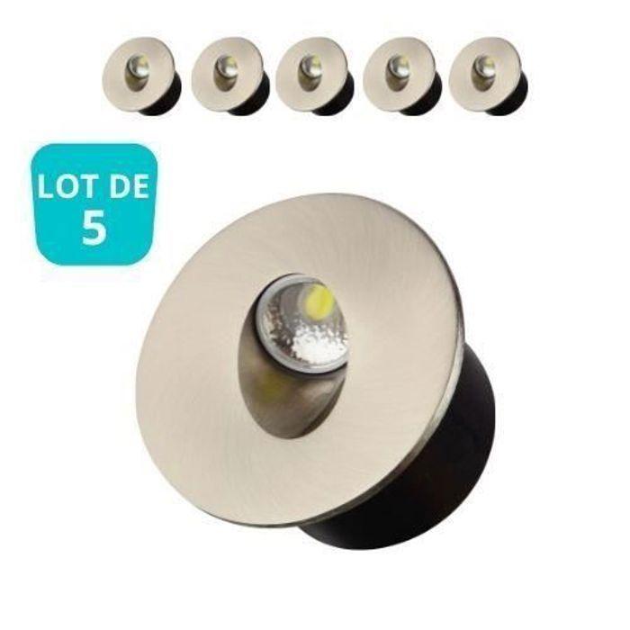 Set of 5 Round Matt Chrome LED Wall Spotlights 3W 4000K
