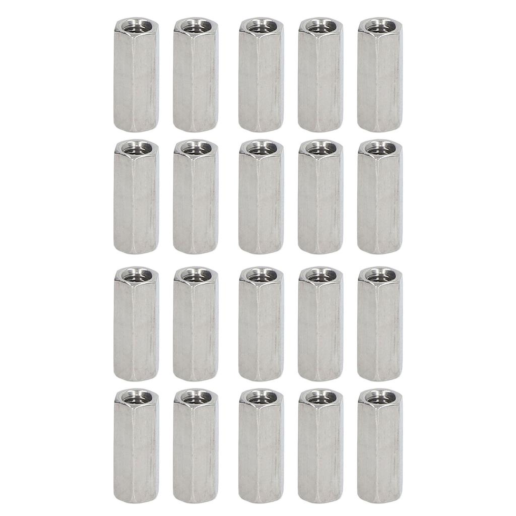 20Pcs Hex Coupling Nut 304 Stainless Steel Rust Proof Female Thread M5 Connector Nut Silver