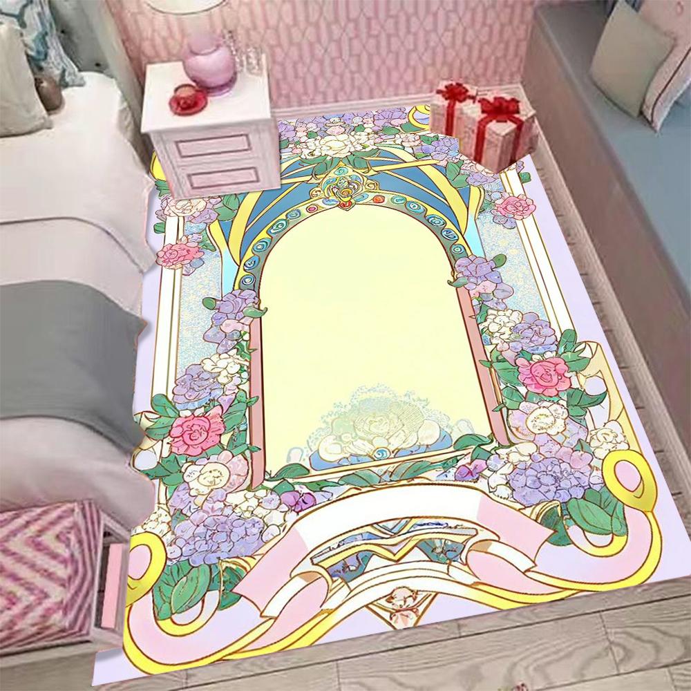  Card Captor Sakura Pink Area Rug Kids Carpets for Girls Home Living Room Child Rug Bedroom Sofa Doormat Floor Mats