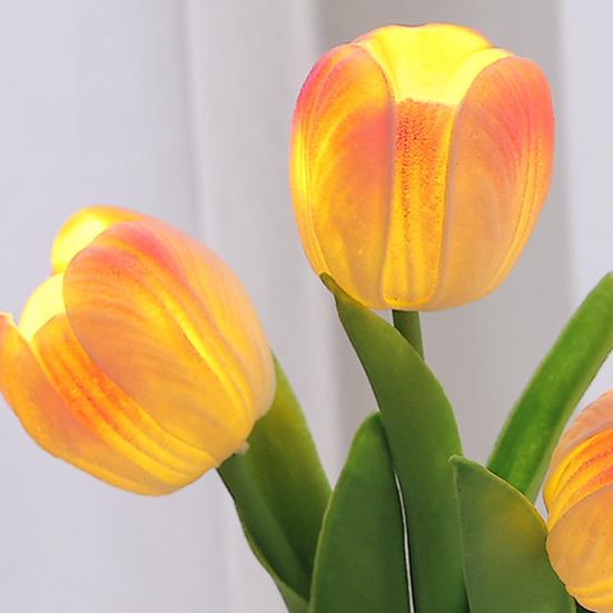Large Tulip Night LED Battery-Powered Ambiance Light Bedside Lamp Light Realistic Floral for Bedroom Desk