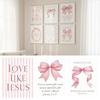 Without Frame Pink Bow Poster Decorative Painting No Frame Canvas Painting Inspirational Quote Canvas Print Girly Wall Art
