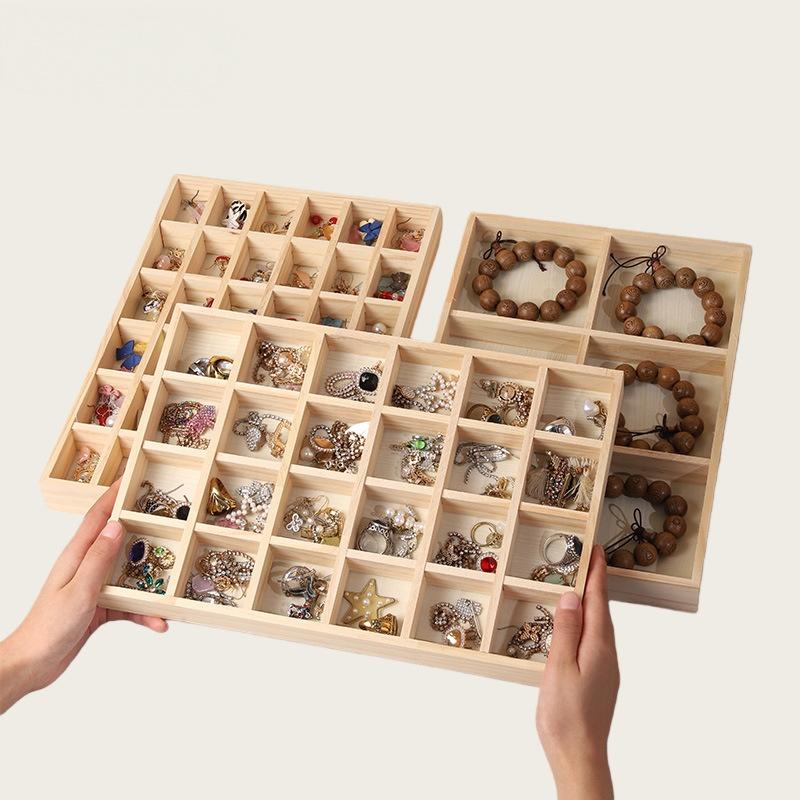 1Pcs Wooden Stackable Exquisite Jewelry Display Holder Portable Ring Earrings Necklace Organizer