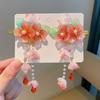 1 Pair Double Clip Hanfu Hair Clips Vibrant Color Floral Tassel Pearl Bunny Hair Clips Secure Grip Delicate Craft Fairy Hairpins