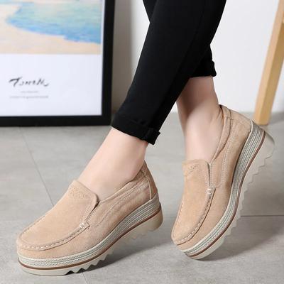 Scarpe da donna New Spring Platform Flats Sneakers Donna Pelle scamosciata Scarpe casual da donna Slip On Flats Heels Creepers Mocassini