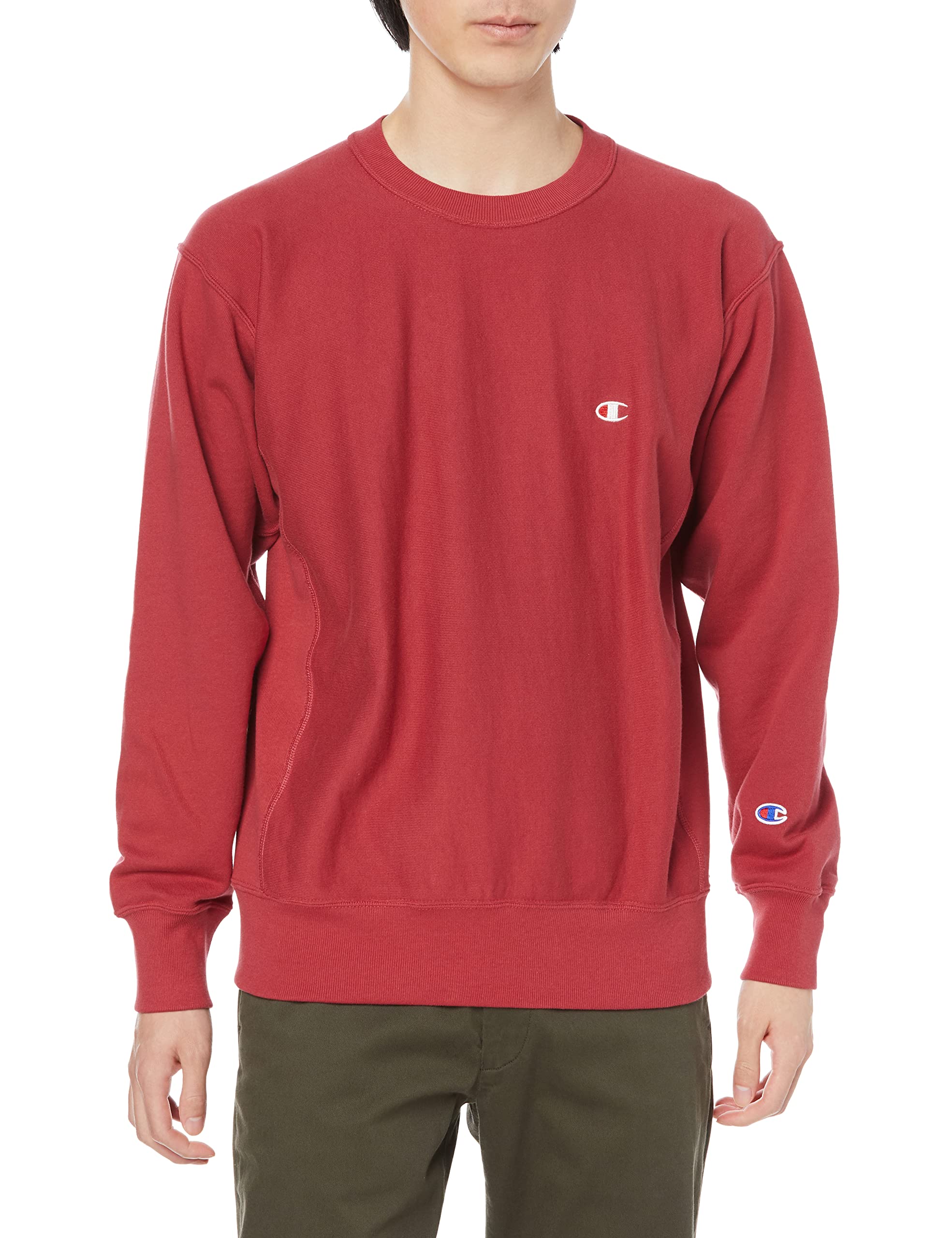 

Champion Long Sleeve Crew Neck Reverse Fleece with Embroidered Size L Men s Sweatshirt, 100% Cotton, 10oz, Weave® Logo, Burgundy, (C3-T016)