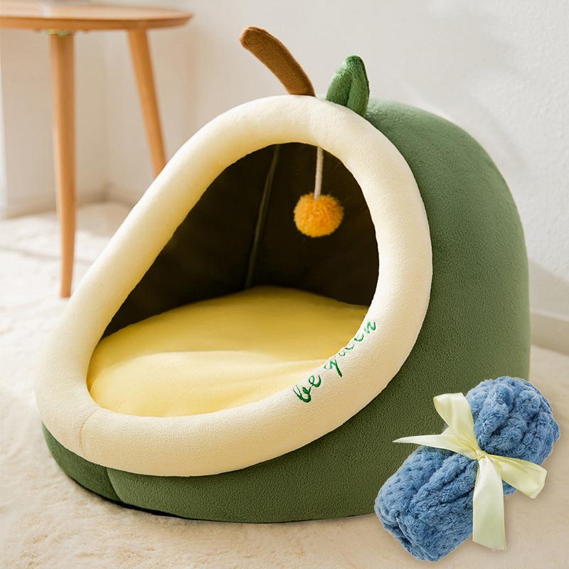Nervous Cat Semi-enclosed Avocado-shaped Cat Nest Upgraded Kitten Four-season Universal Cat Villa Pet Nest
