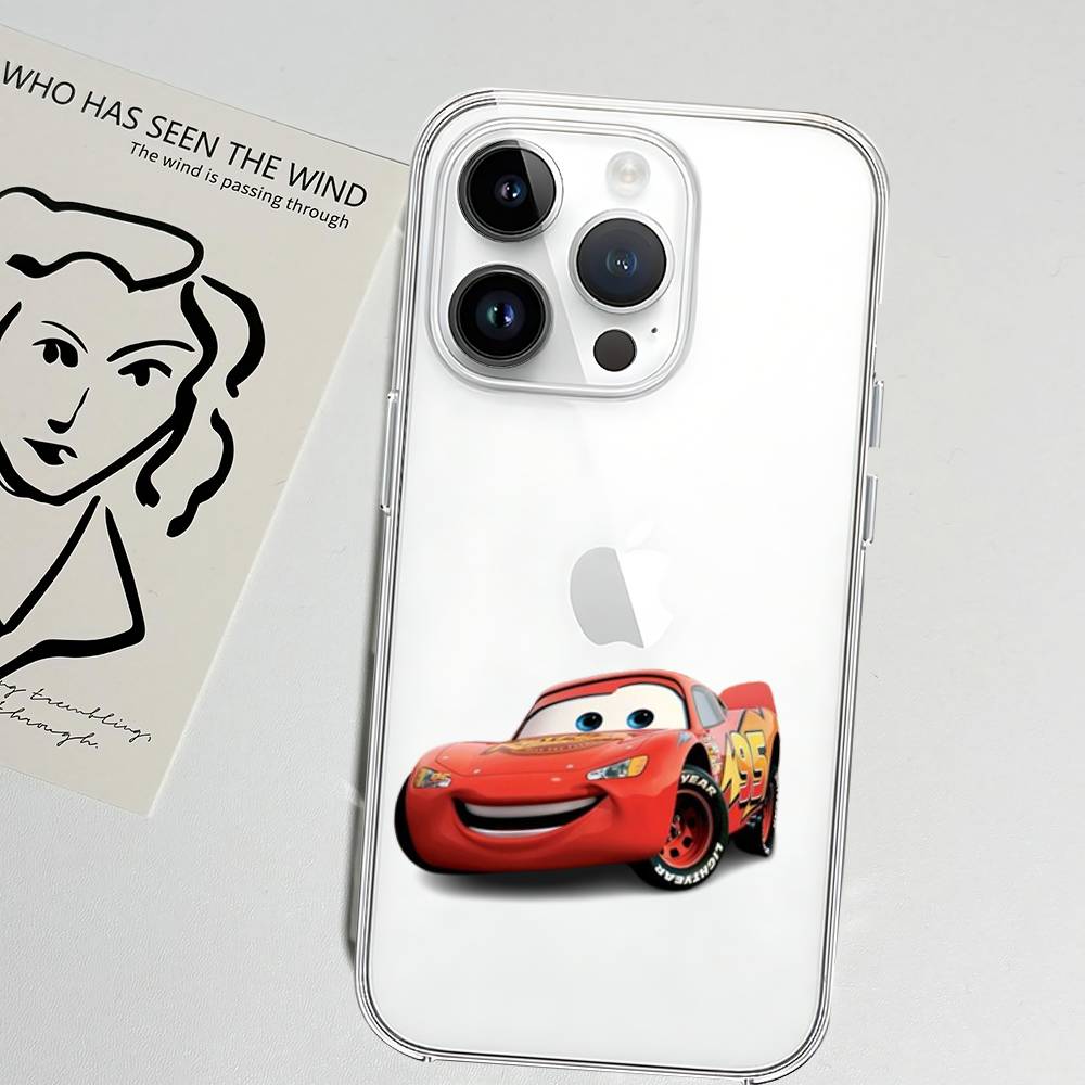 Cars L-Lightning M-McQueen Phone Case Soft Transparent Case For IPhone 17 16 15 14 13 12 11 Pro Max Mini Plus Shockproof Cover